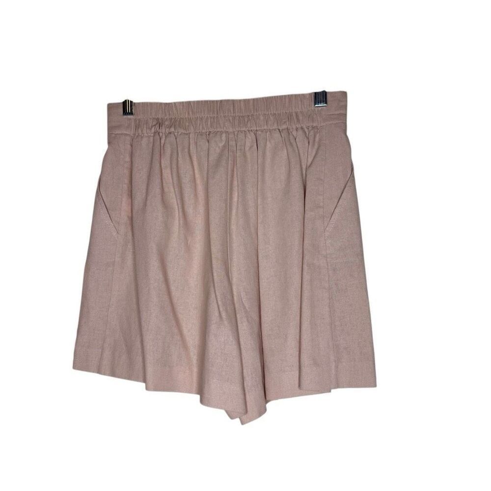 Sigrid Olsen Shorts Linen Blend Salmon Pink Belted Elastic Back Size 6 Preppy - Picture 3 of 11